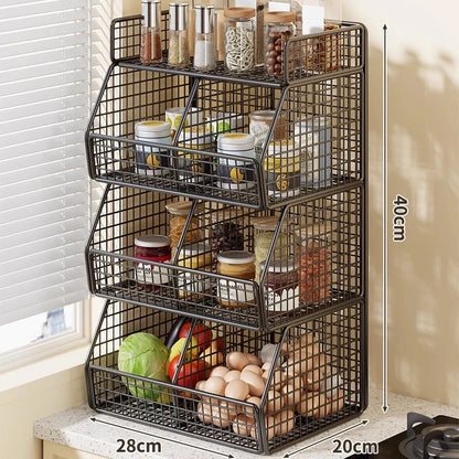 Countertop Pantry Organizer 3-Tier Metal Wire with Top Shelf
