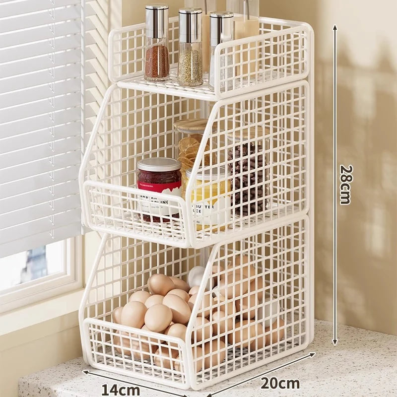 Countertop Pantry Organizer 3-Tier Metal Wire with Top Shelf