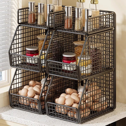Countertop Pantry Organizer 3-Tier Metal Wire with Top Shelf