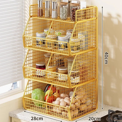 Countertop Pantry Organizer 3-Tier Metal Wire with Top Shelf
