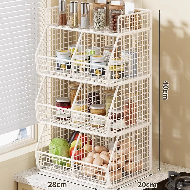 Countertop Pantry Organizer 3-Tier Metal Wire with Top Shelf