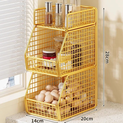 Countertop Pantry Organizer 3-Tier Metal Wire with Top Shelf