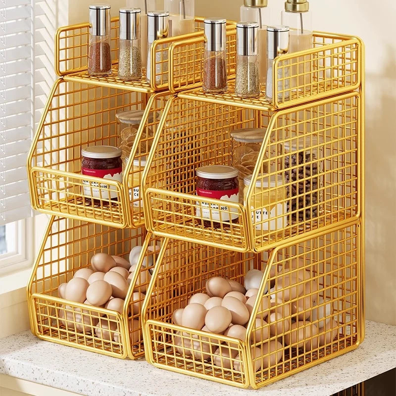 Countertop Pantry Organizer 3-Tier Metal Wire with Top Shelf