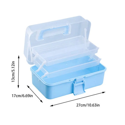 Craft Storage Box Clear Three-Layer Rotating Lid