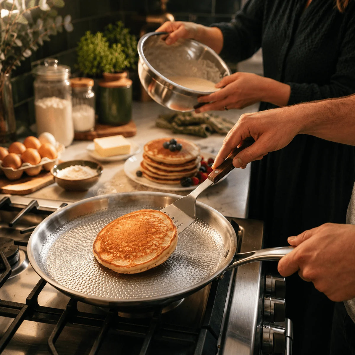 Crepe Pan Hand-Hammered Titanium PFAS-Free Induction & Oven