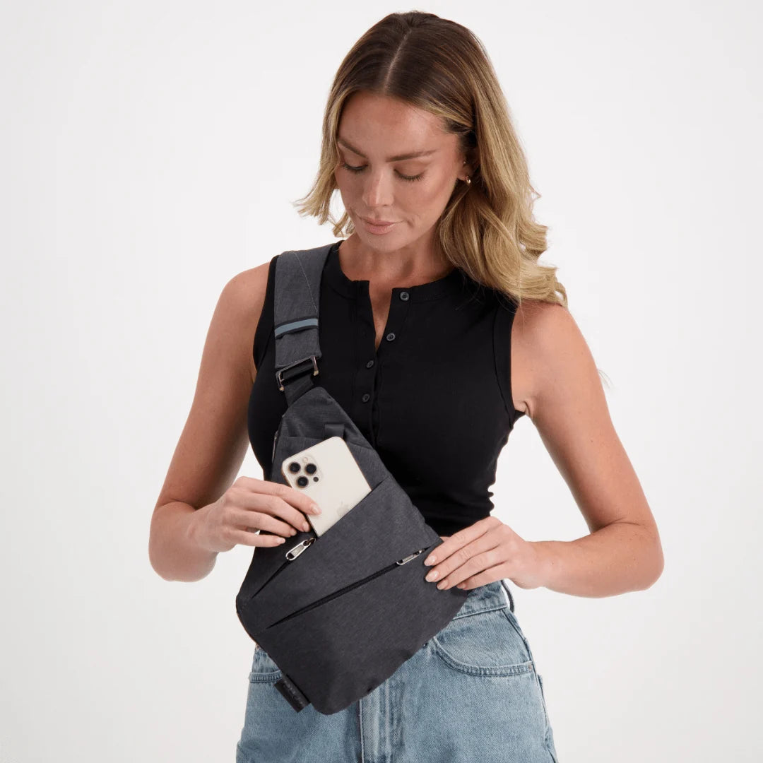 Crossbody Bag RFID-Blocking Cut-Resistant Strap Water-Repellent Polyester