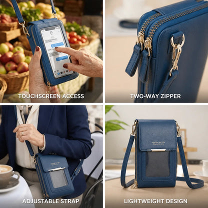 Crossbody Bag Touchscreen Window Two-Way Zipper Adjustable Strap