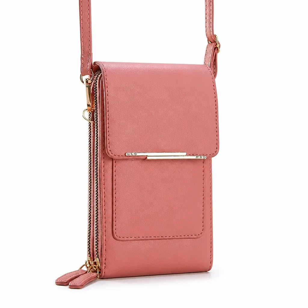 Crossbody Bag Touchscreen Window Two-Way Zipper Adjustable Strap