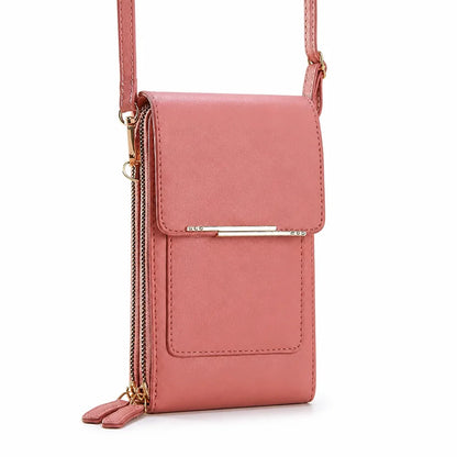 Crossbody Bag Touchscreen Window Two-Way Zipper Adjustable Strap