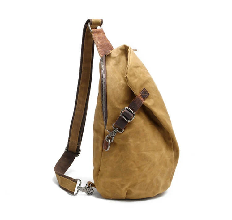 Crossbody Bag Waterproof Waxed Canvas Anti-Theft Pocket