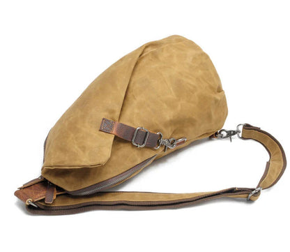 Crossbody Bag Waterproof Waxed Canvas Anti-Theft Pocket
