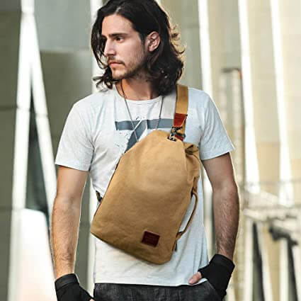 Crossbody Bag Waterproof Waxed Canvas Anti-Theft Pocket
