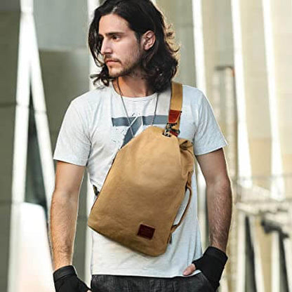 Crossbody Bag Waterproof Waxed Canvas Anti-Theft Pocket