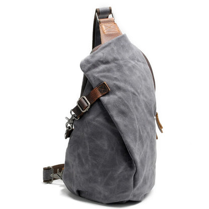 Crossbody Bag Waterproof Waxed Canvas Anti-Theft Pocket