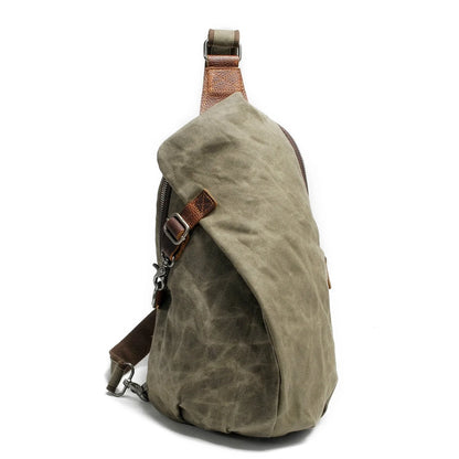 Crossbody Bag Waterproof Waxed Canvas Anti-Theft Pocket