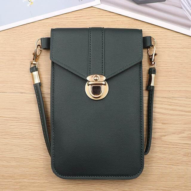 Crossbody Phone Bag PU Leather Touchscreen Window Multiple Pockets