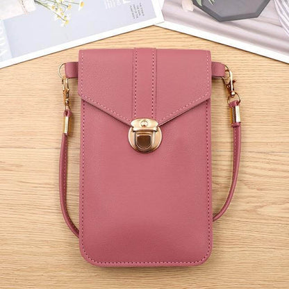 Crossbody Phone Bag PU Leather Touchscreen Window Multiple Pockets