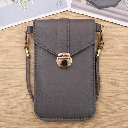 Crossbody Phone Bag PU Leather Touchscreen Window Multiple Pockets