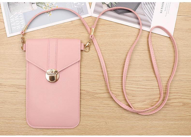 Crossbody Phone Bag PU Leather Touchscreen Window Multiple Pockets