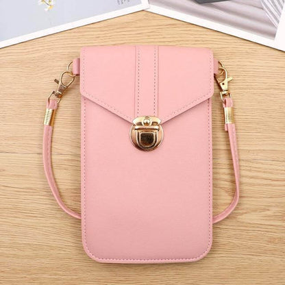 Crossbody Phone Bag PU Leather Touchscreen Window Multiple Pockets