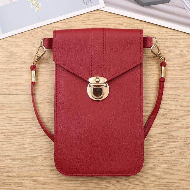 Crossbody Phone Bag PU Leather Touchscreen Window Multiple Pockets