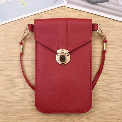 Crossbody Phone Bag PU Leather Touchscreen Window Multiple Pockets