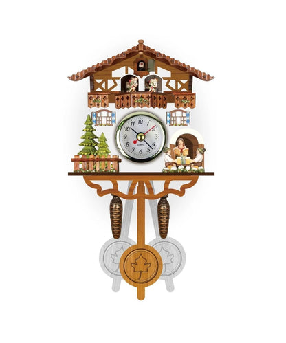 Cuckoo Clock Hand-Painted Chalet Design Moving Figures & Pendulum