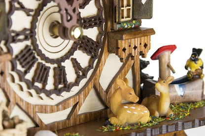 Cuckoo Clock Hand-Painted Chalet Design Moving Figures & Pendulum