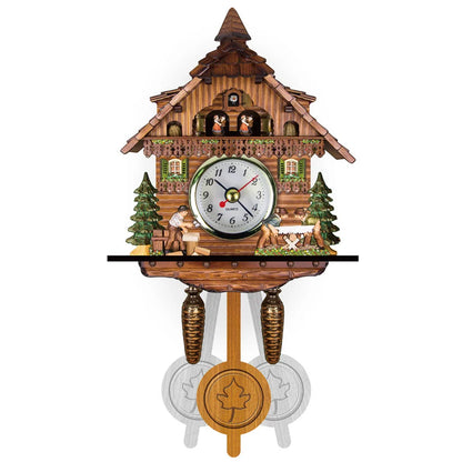 Cuckoo Clock Hand-Painted Chalet Design Moving Figures & Pendulum