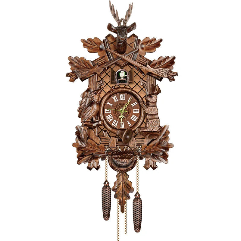 Cuckoo Clock Hand-Painted Chalet Design Moving Figures & Pendulum