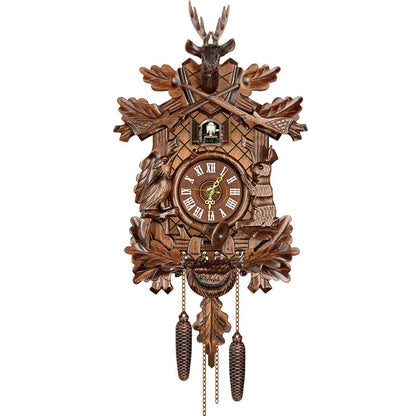 Cuckoo Clock Hand-Painted Chalet Design Moving Figures & Pendulum