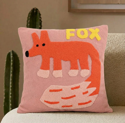 Cushion Cover Embroidered Animal Motif Machine Washable 45 cm