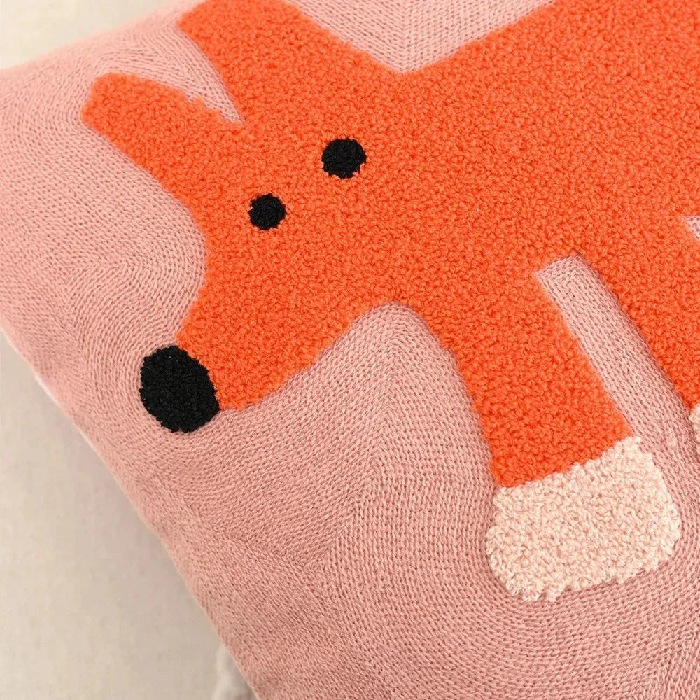 Cushion Cover Embroidered Animal Motif Machine Washable 45 cm