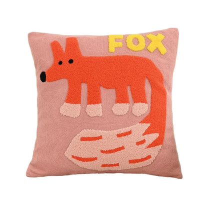 Cushion Cover Embroidered Animal Motif Machine Washable 45 cm