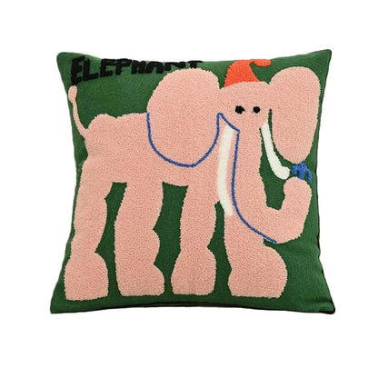 Cushion Cover Embroidered Animal Motif Machine Washable 45 cm