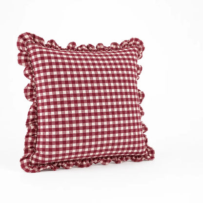 Cushion Cover Gingham Check Ruffle Edge 18 x 18