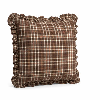 Cushion Cover Gingham Check Ruffle Edge 18 x 18