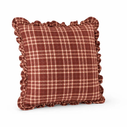 Cushion Cover Gingham Check Ruffle Edge 18 x 18