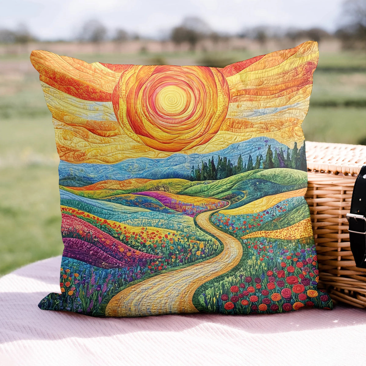Cushion Cover Quilted Cotton-Polyester Floral Print Envelope Closure