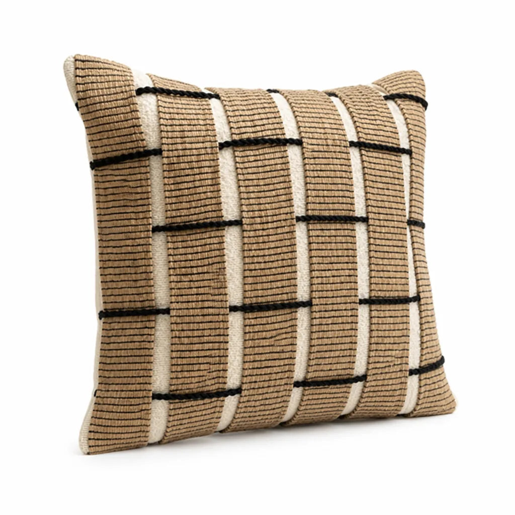 Cushion Cover Textured Check Woven Cotton Blend