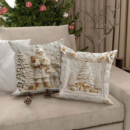 Cushion Covers 4-Piece Christmas 3D Designs Soft Fabric