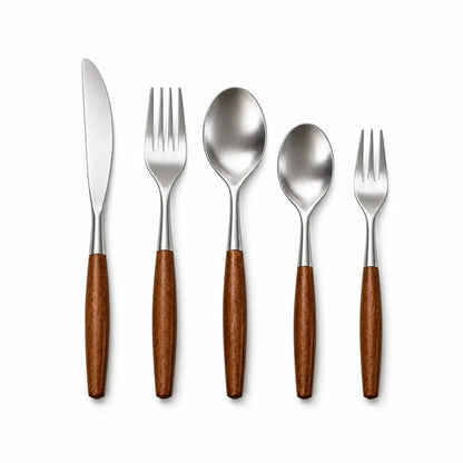 Cutlery Set 304 Stainless Steel Ergonomic Wooden Handles