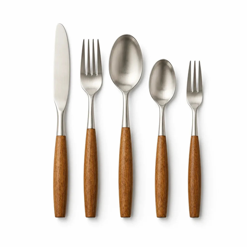 Cutlery Set 304 Stainless Steel Ergonomic Wooden Handles