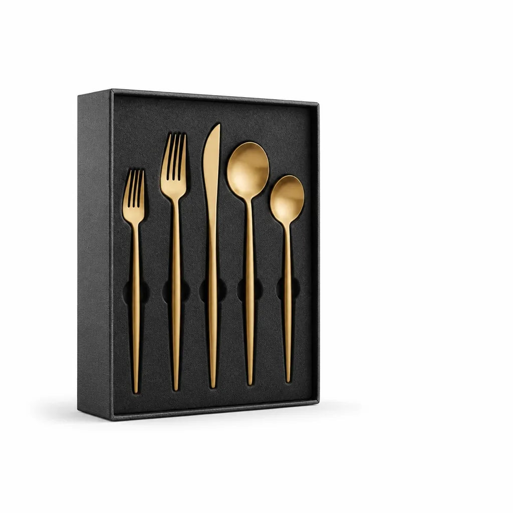 Cutlery Set Matte Stainless Steel Ergonomic Dishwasher-Safe