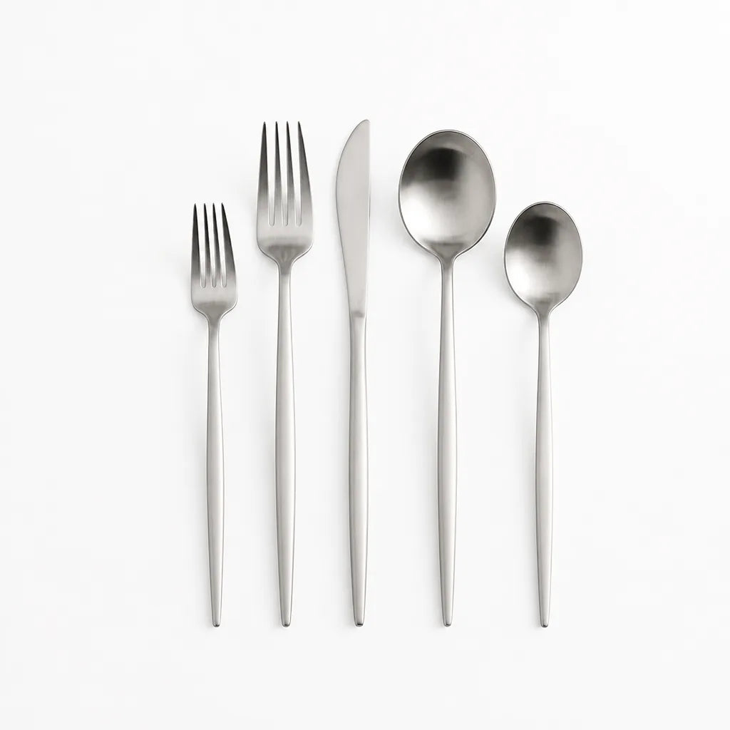 Cutlery Set Matte Stainless Steel Ergonomic Dishwasher-Safe