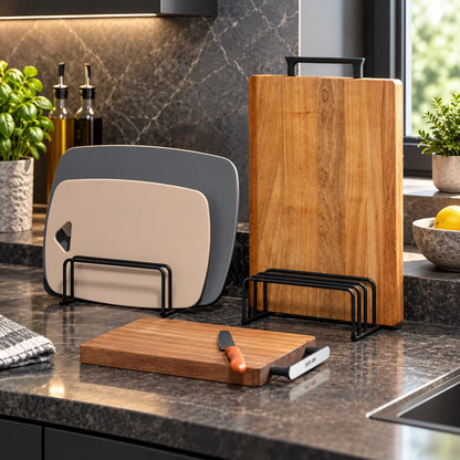 Cutting Board Organizer Upright 5-Slot Steel & Rust-Resistant