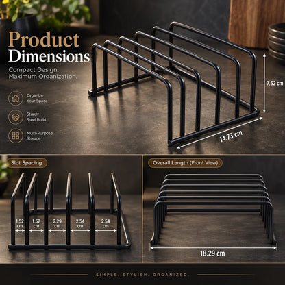 Cutting Board Organizer Upright 5-Slot Steel & Rust-Resistant