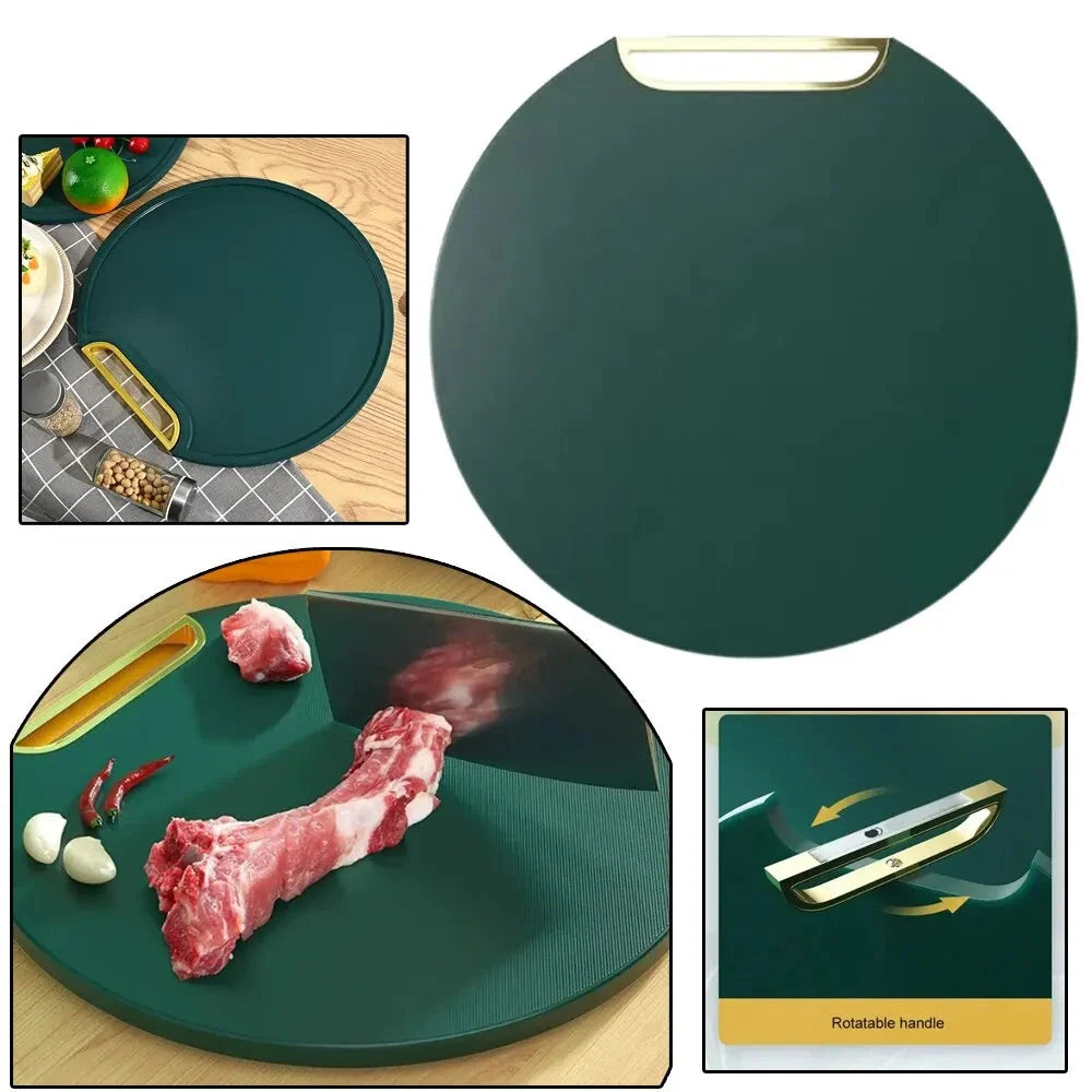 Cutting Board Round Double-Sided Antibacterial PE 13.78 Inch