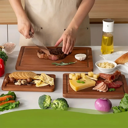 Cutting Board Set Bamboo 3-Piece Food-Safe Prep & Serving