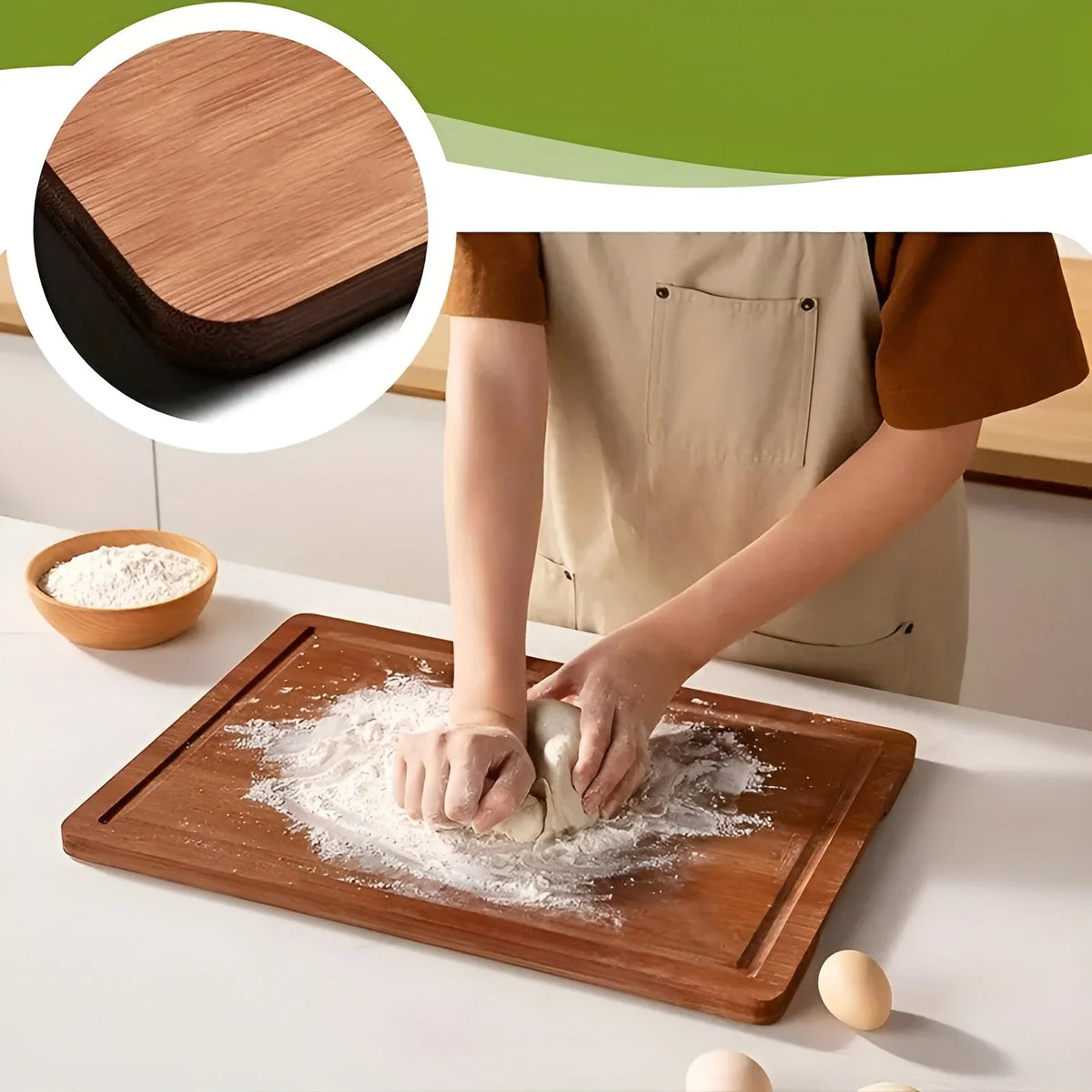 Cutting Board Set Bamboo 3-Piece Food-Safe Prep & Serving